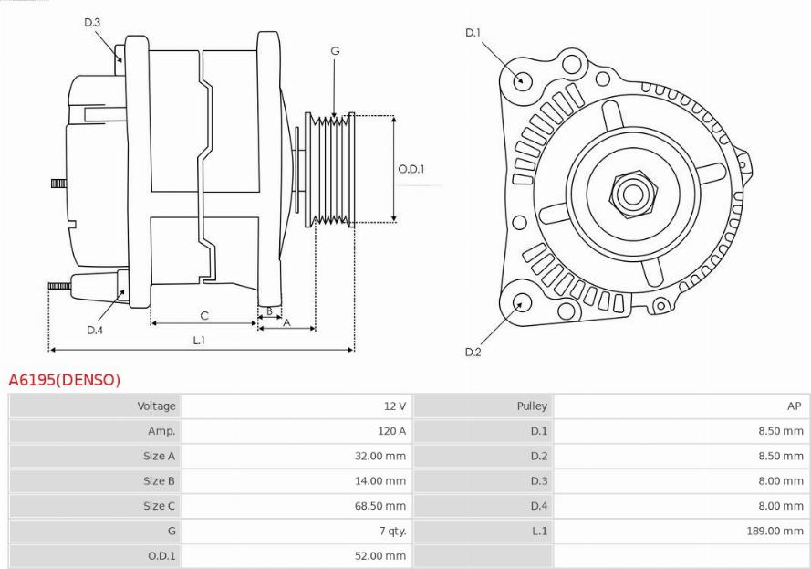 AS-PL A6195(DENSO) - Laturi inparts.fi