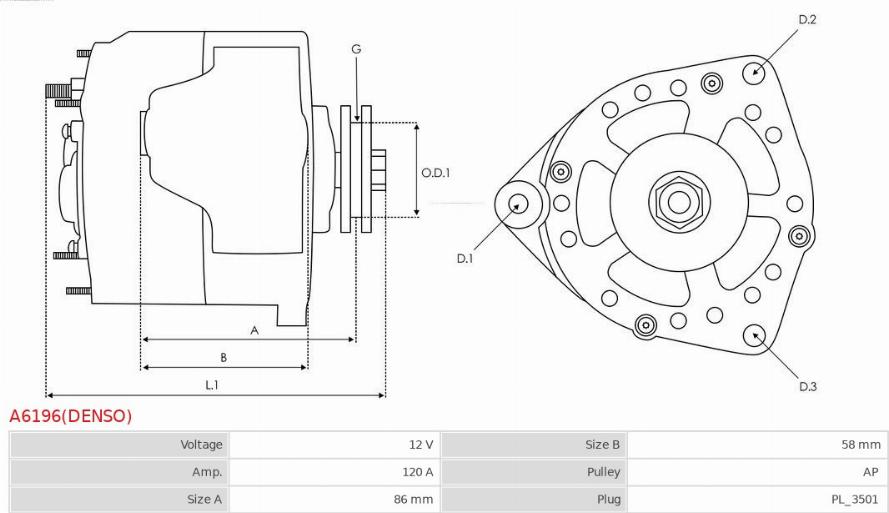 AS-PL A6196(DENSO) - Laturi inparts.fi