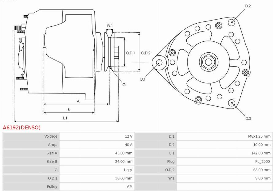 AS-PL A6192(DENSO) - Laturi inparts.fi