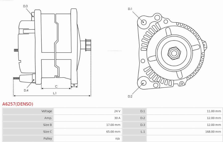 AS-PL A6257(DENSO) - Laturi inparts.fi