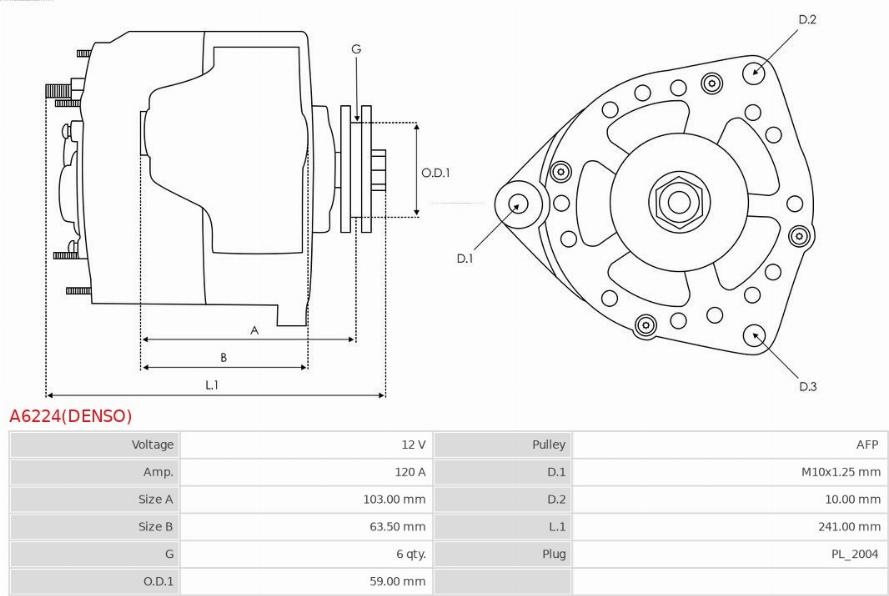 AS-PL A6224(DENSO) - Laturi inparts.fi