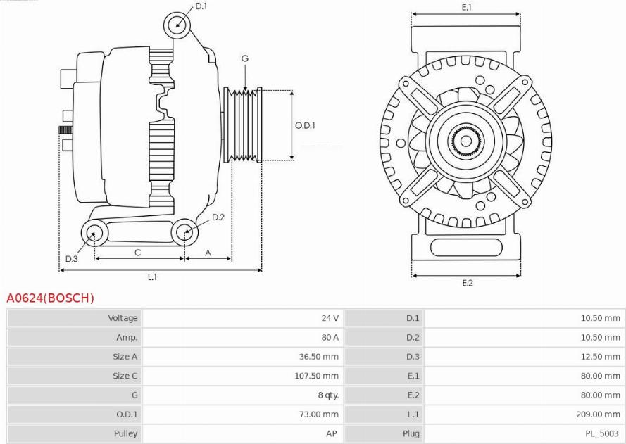 AS-PL A0624(BOSCH) - Laturi inparts.fi