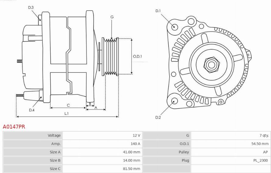 AS-PL A0147PR - Laturi inparts.fi