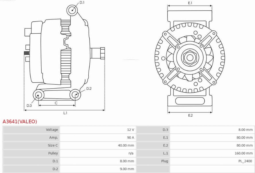 AS-PL A3641(VALEO) - Laturi inparts.fi