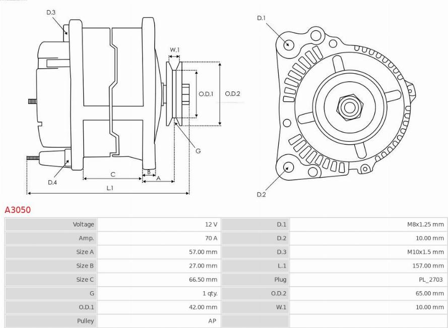 AS-PL A3050 - Laturi inparts.fi