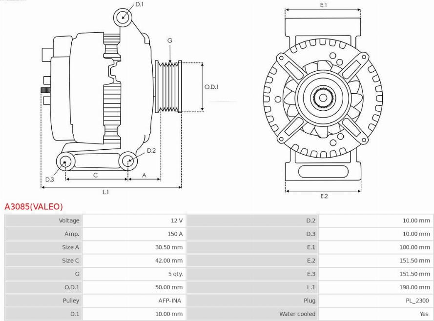 AS-PL A3085(VALEO) - Laturi inparts.fi