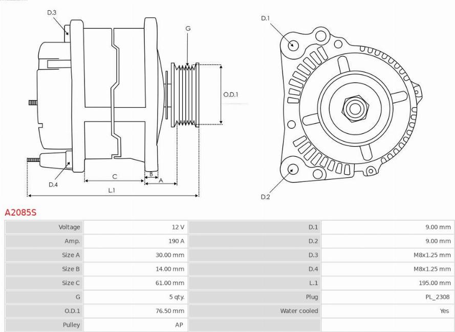 AS-PL A2085S - Laturi inparts.fi