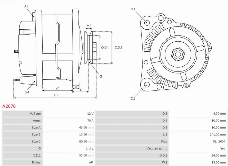 AS-PL A2076 - Laturi inparts.fi