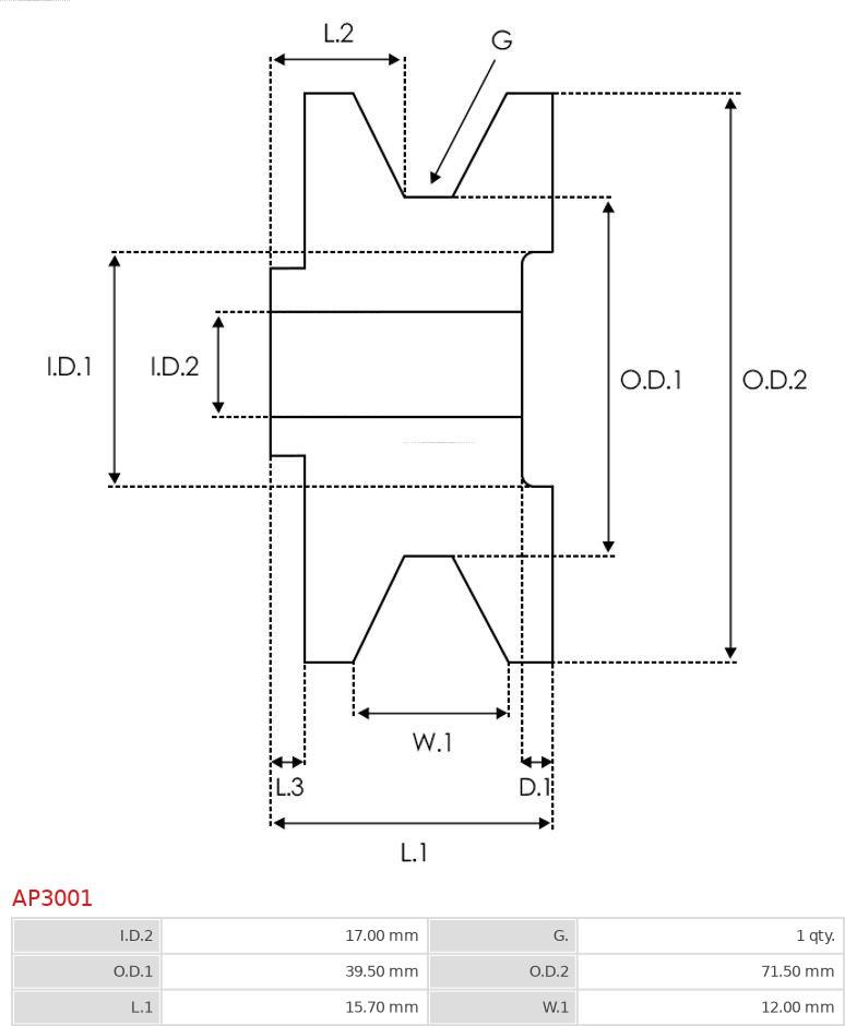 AS-PL AP3001 - Hihnapyörä, laturi inparts.fi