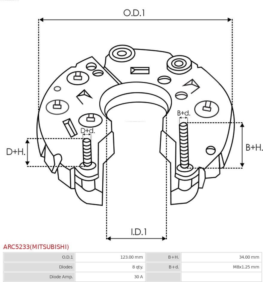 AS-PL ARC5233(MITSUBISHI) - Tasasuuntain, generaattori inparts.fi