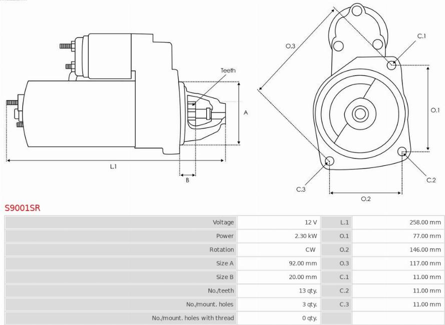 AS-PL S9001SR - Käynnistinmoottori inparts.fi