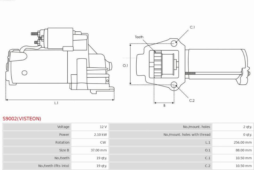 AS-PL S9002(VISTEON) - Käynnistinmoottori inparts.fi