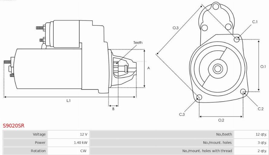 AS-PL S9020SR - Käynnistinmoottori inparts.fi