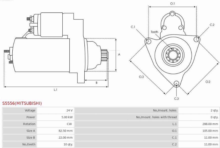 AS-PL S5556(MITSUBISHI) - Käynnistinmoottori inparts.fi