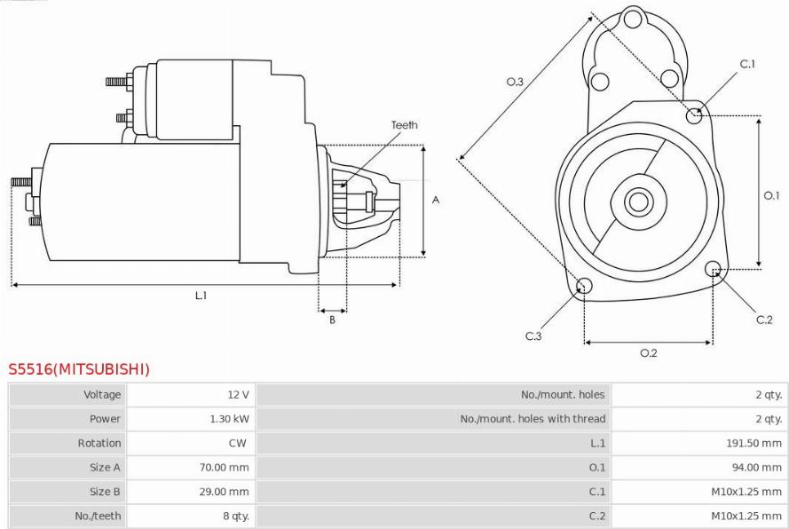 AS-PL S5516(MITSUBISHI) - Käynnistinmoottori inparts.fi