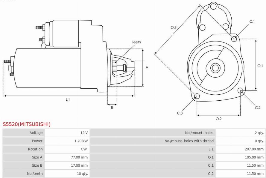 AS-PL S5520(MITSUBISHI) - Käynnistinmoottori inparts.fi