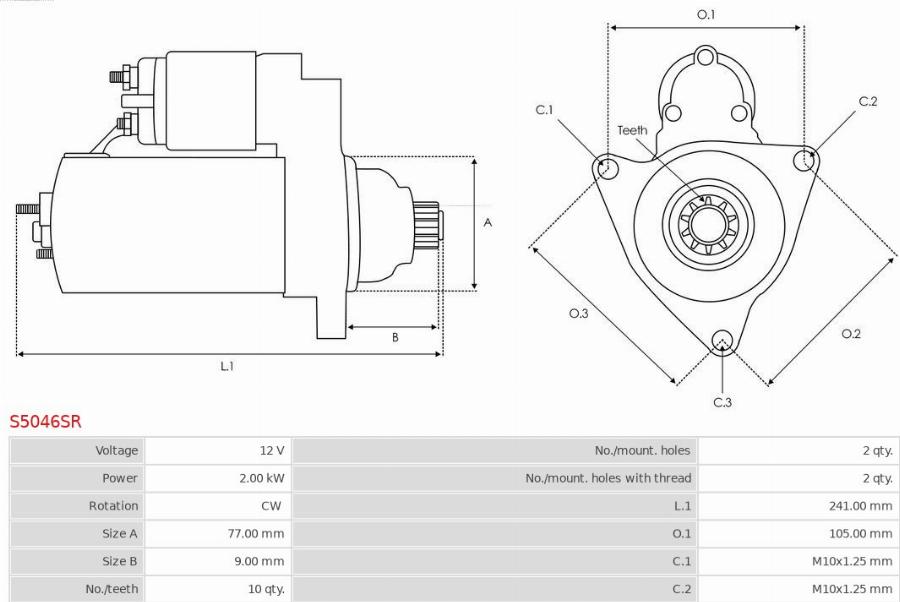 AS-PL S5046SR - Käynnistinmoottori inparts.fi