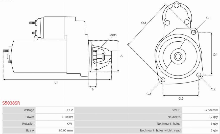 AS-PL S5038SR - Käynnistinmoottori inparts.fi