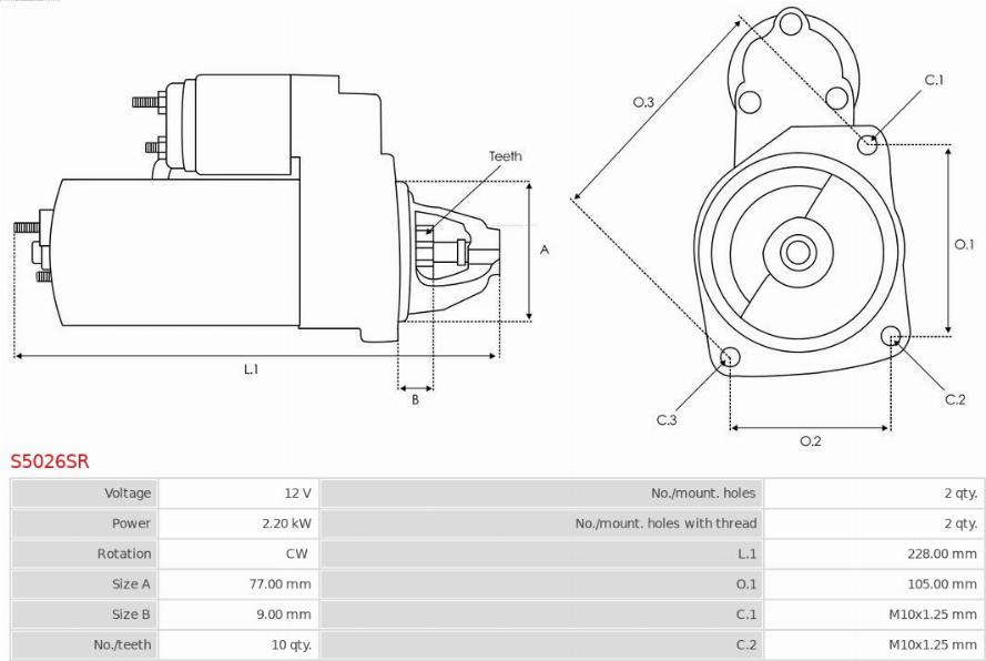 AS-PL S5026SR - Käynnistinmoottori inparts.fi