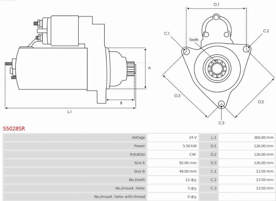 AS-PL S5028SR - Käynnistinmoottori inparts.fi