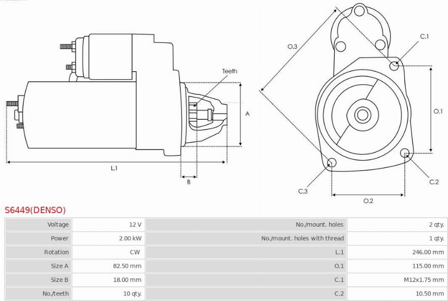 AS-PL S6449(DENSO) - Käynnistinmoottori inparts.fi