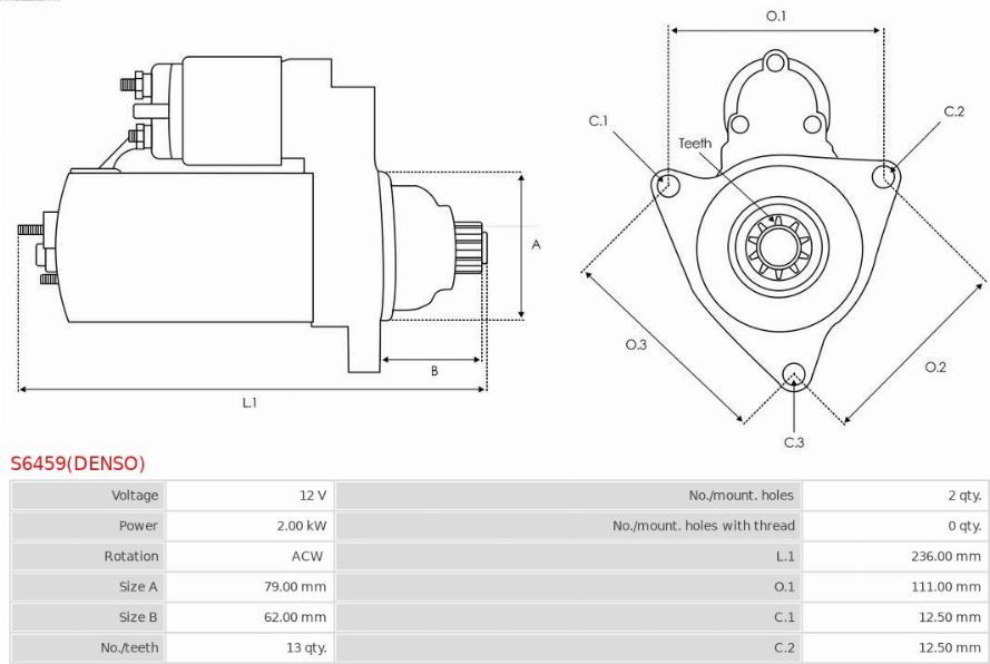 AS-PL S6459(DENSO) - Käynnistinmoottori inparts.fi