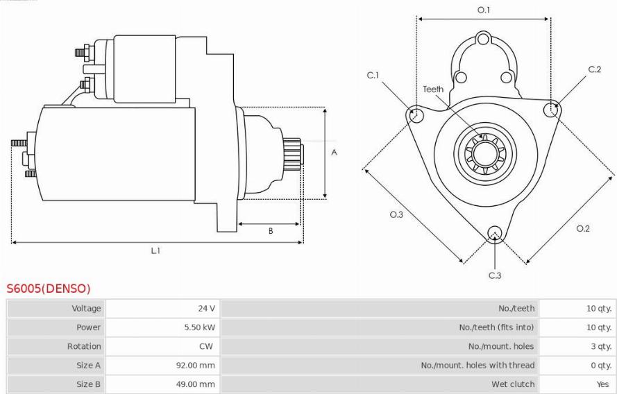 AS-PL S6005(DENSO) - Käynnistinmoottori inparts.fi