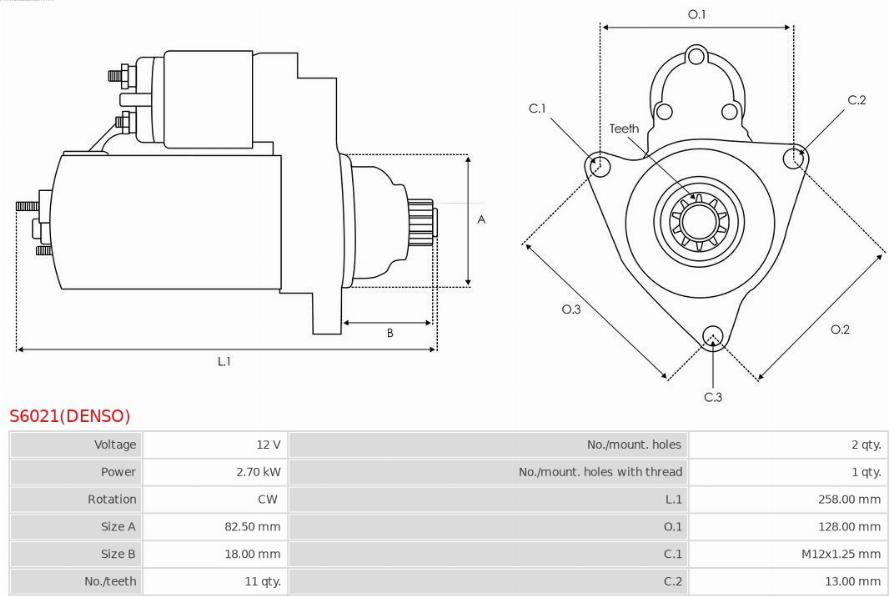 AS-PL S6021(DENSO) - Käynnistinmoottori inparts.fi