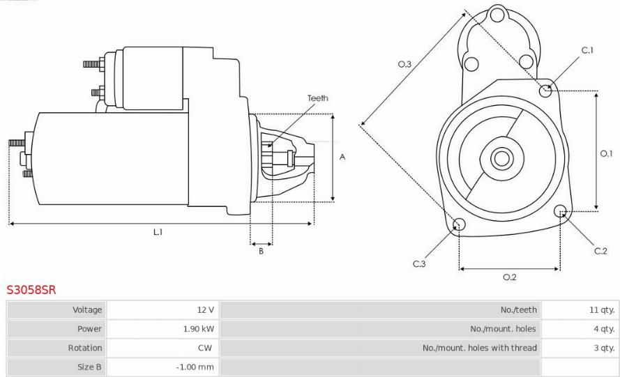 AS-PL S3058SR - Käynnistinmoottori inparts.fi