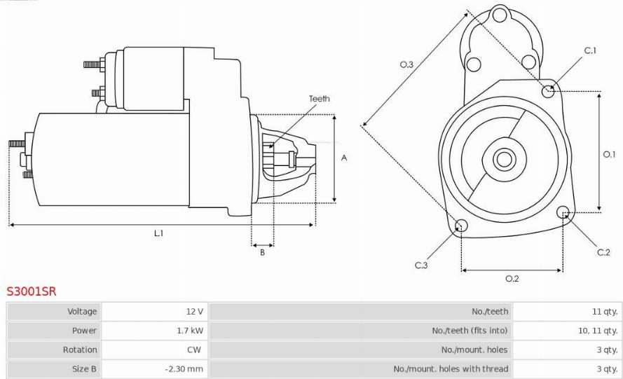 AS-PL S3001SR - Käynnistinmoottori inparts.fi