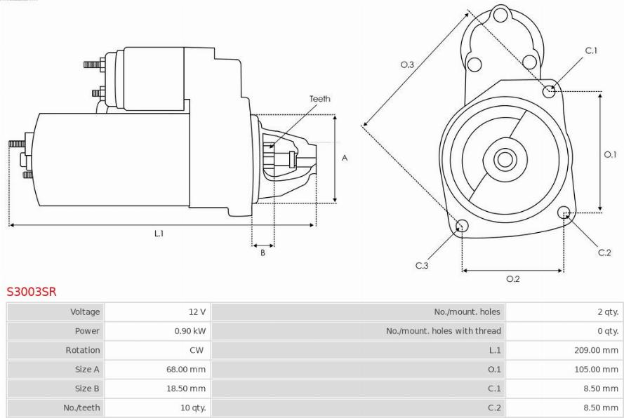 AS-PL S3003SR - Käynnistinmoottori inparts.fi