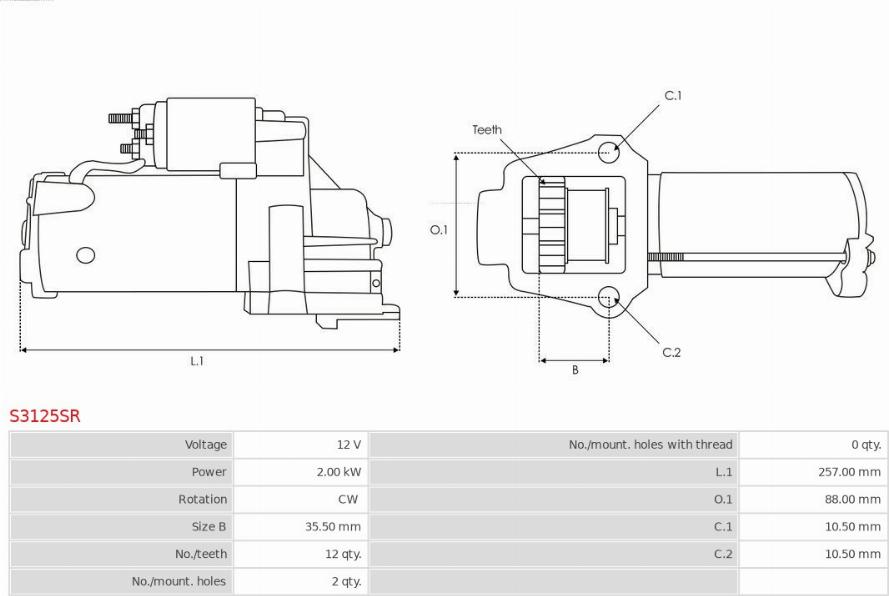 AS-PL S3125SR - Käynnistinmoottori inparts.fi