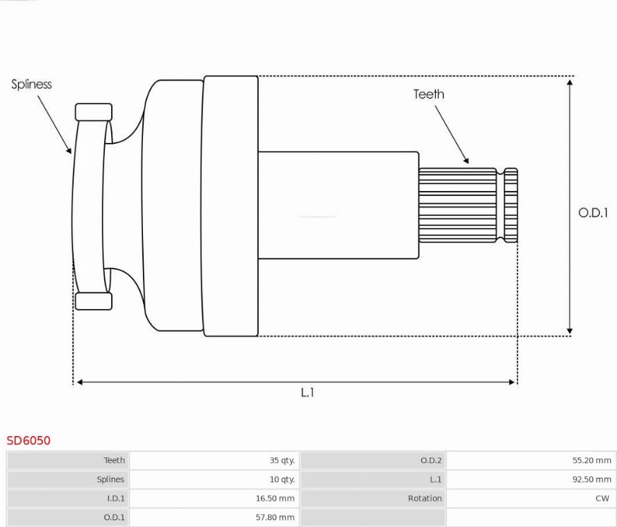 AS-PL SD6050 - Hammaspyörä, käynnistys inparts.fi