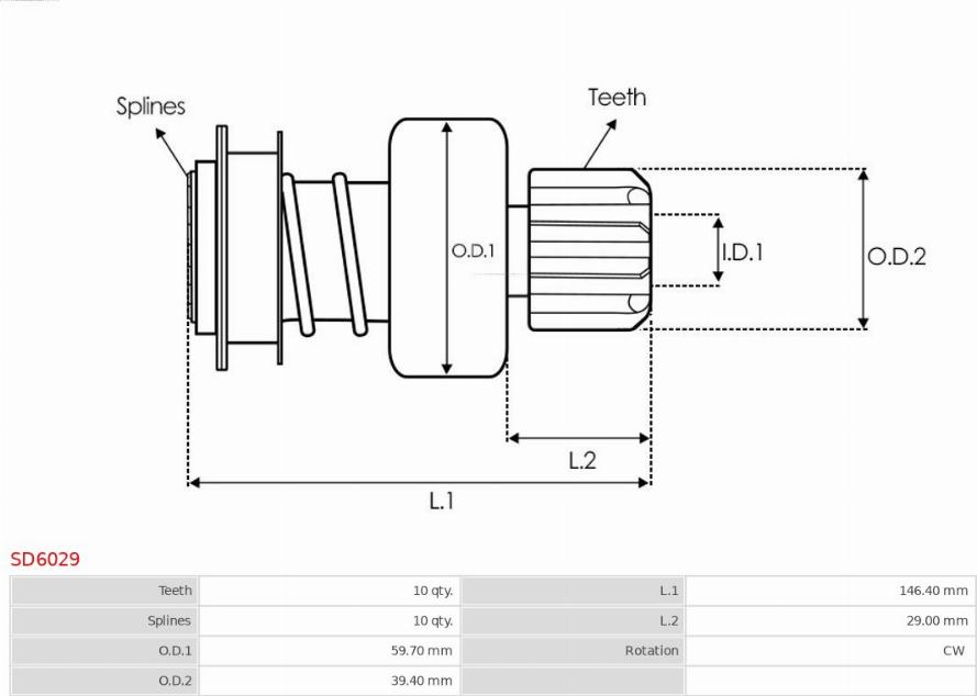 AS-PL SD6029 - Hammaspyörä, käynnistys inparts.fi