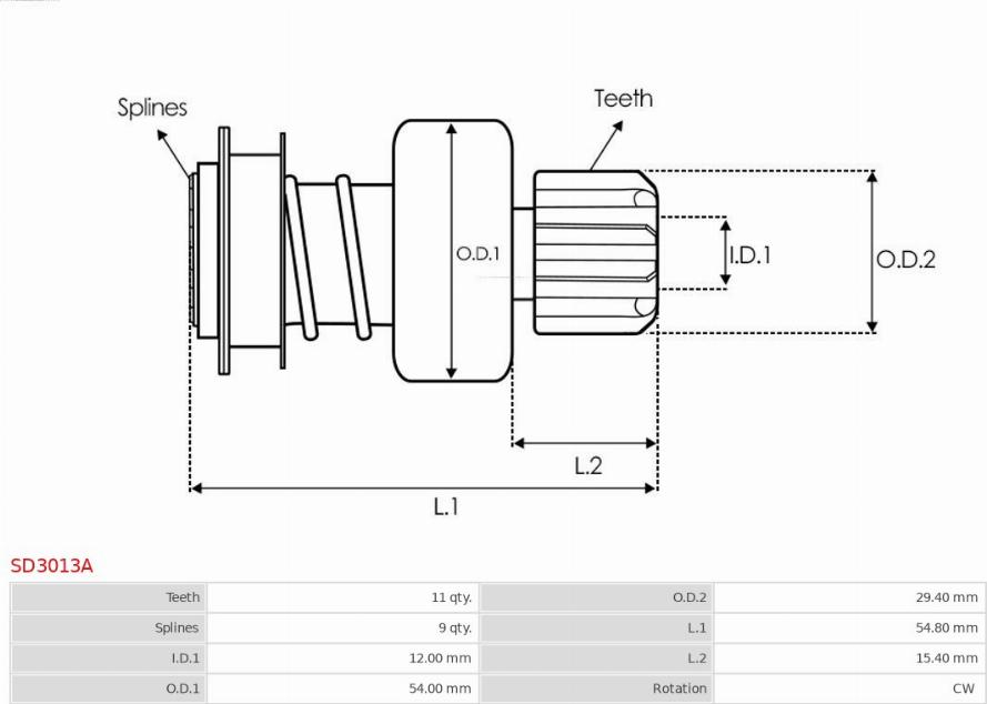 AS-PL SD3013A - Hammaspyörä, käynnistys inparts.fi