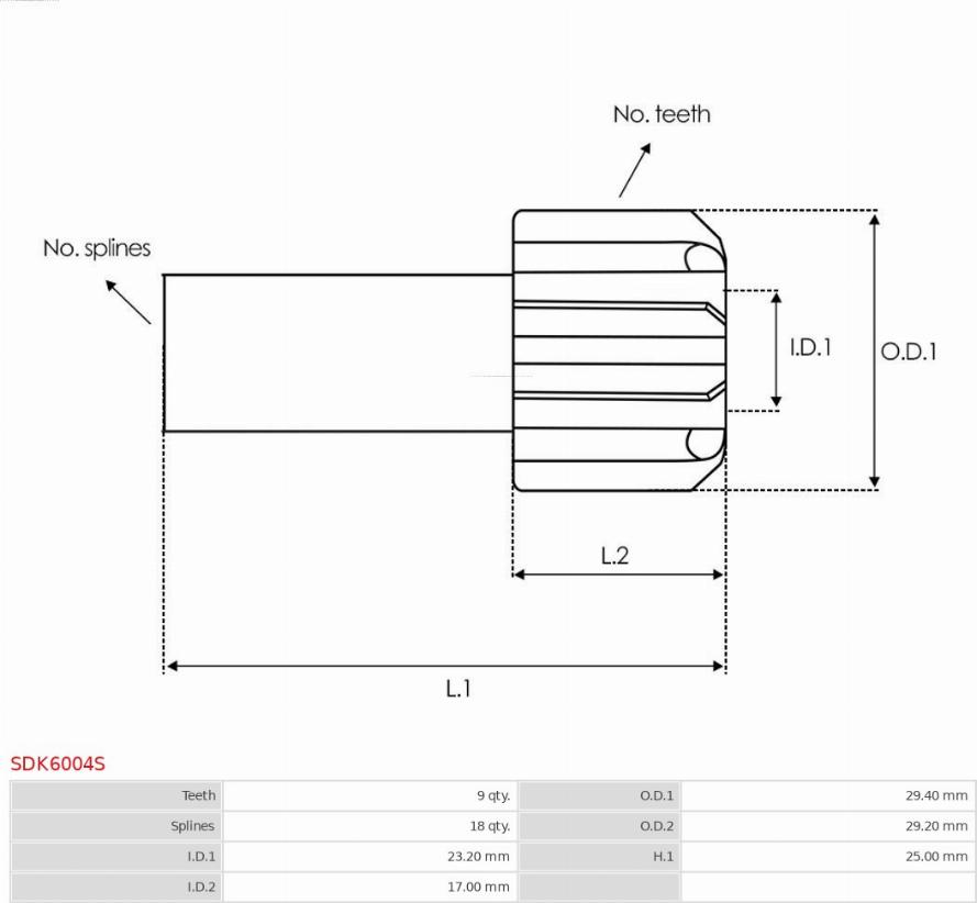 AS-PL SDK6004S - Hammaspyörä, käynnistys inparts.fi