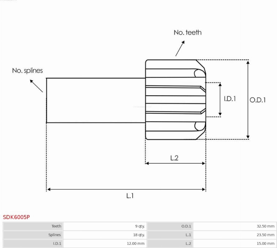 AS-PL SDK6005P - Hammaspyörä, käynnistys inparts.fi