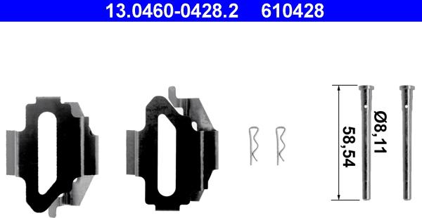 ATE 13.0460-0428.2 - Tarvikesarja, jarrupala inparts.fi