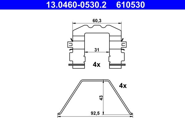 ATE 13.0460-0530.2 - Tarvikesarja, jarrupala inparts.fi