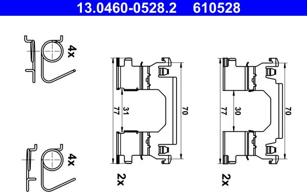 ATE 13.0460-0528.2 - Tarvikesarja, jarrupala inparts.fi