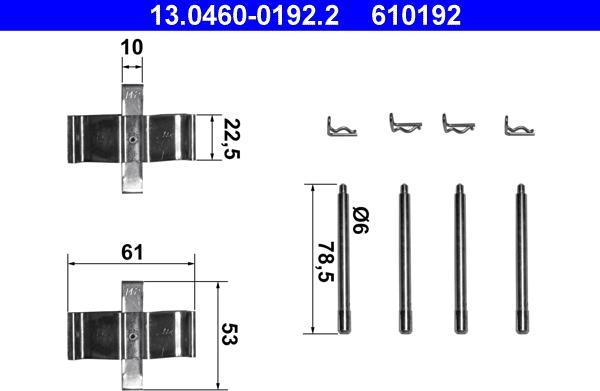ATE 13.0460-0192.2 - Tarvikesarja, jarrupala inparts.fi