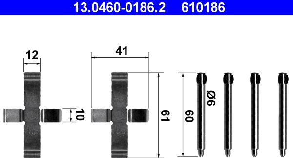 ATE 13.0460-0186.2 - Tarvikesarja, jarrupala inparts.fi