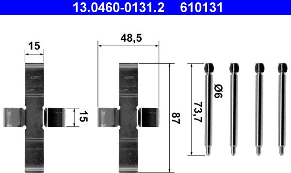 ATE 13.0460-0131.2 - Tarvikesarja, jarrupala inparts.fi