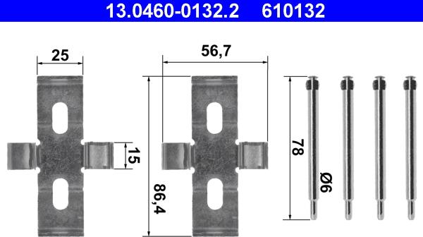 ATE 13.0460-0132.2 - Tarvikesarja, jarrupala inparts.fi