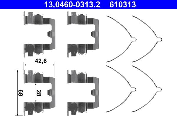 ATE 13.0460-0313.2 - Tarvikesarja, jarrupala inparts.fi