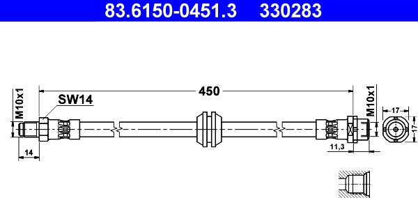 ATE 83.6150-0451.3 - Jarruletku inparts.fi