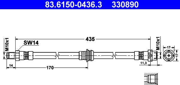 ATE 83.6150-0436.3 - Jarruletku inparts.fi