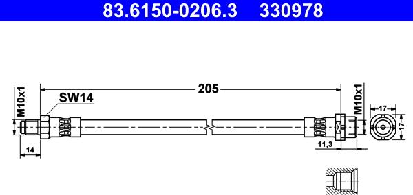 ATE 83.6150-0206.3 - Jarruletku inparts.fi