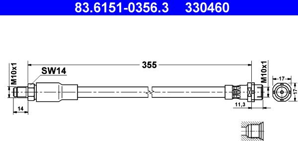 ATE 83.6151-0356.3 - Jarruletku inparts.fi