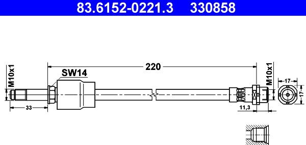 ATE 83.6152-0221.3 - Jarruletku inparts.fi